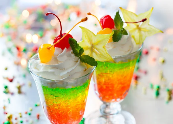 Layered sparkling jelly  dessert — Stock Photo, Image