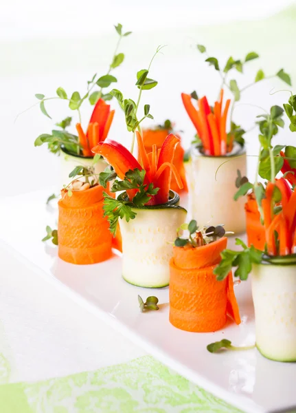 Zucchini und Karotten Roll-ups — Stockfoto