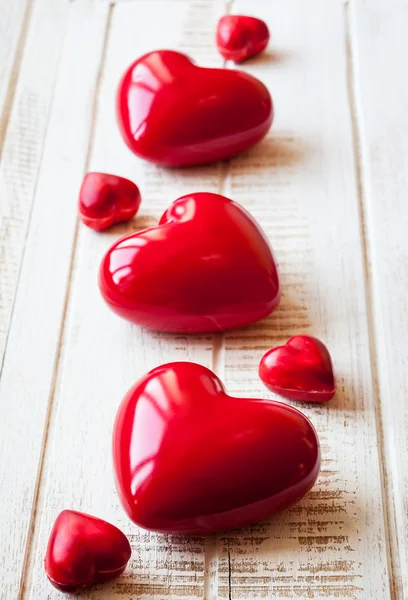 Red glossy hearts — Stock Photo, Image