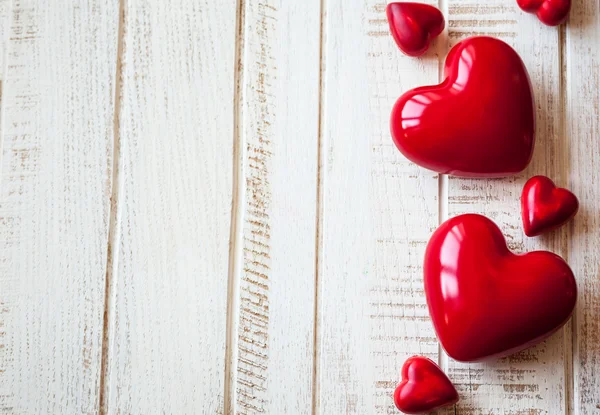 Κόκκινες καρδιές γυαλιστερές — Φωτογραφία Αρχείου