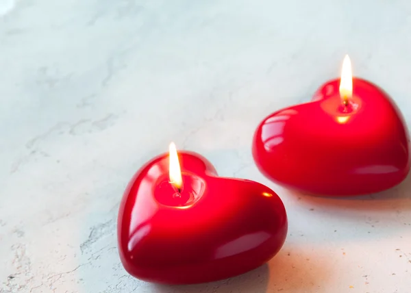 Velas em forma de coração — Fotografia de Stock