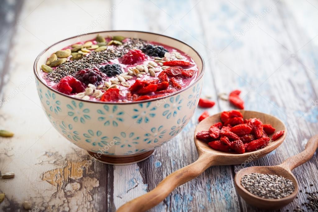 Berry and smoothie in bowl