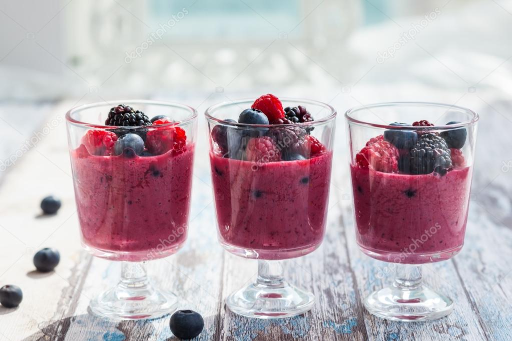 Berry smoothie in glasses