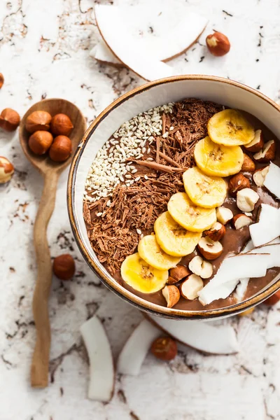 Chocolate Hazelnut Smoothie Bowl — Stock Photo, Image
