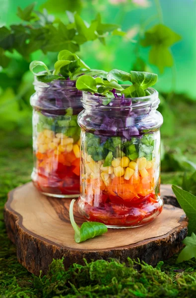 Vegetarian salad in a jar — Stock Photo, Image