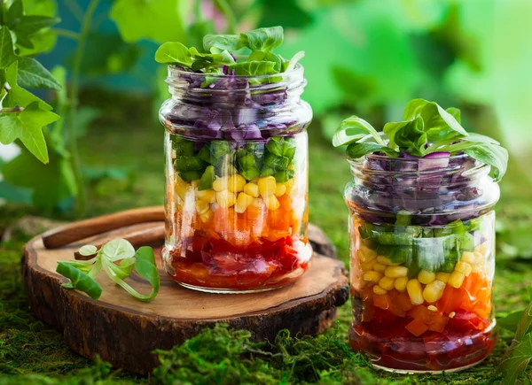 Vegetarian salad in a jar