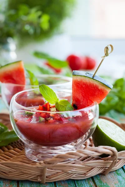 Meloun rajčatové Gazpacho — Stock fotografie