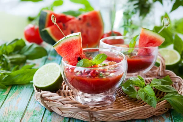 Arbuz pomidor Gazpacho — Zdjęcie stockowe