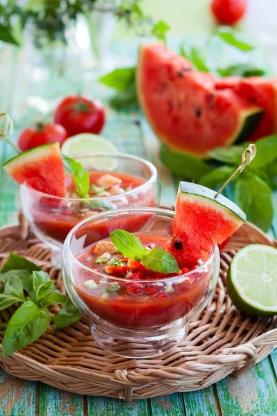 Watermelon Tomato Gazpacho — Stock Photo, Image