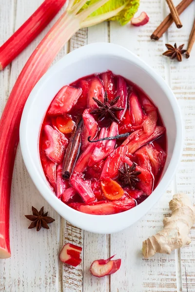 Stewed rhubarb with spices — Stock Photo, Image