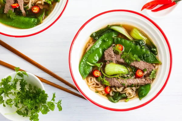Spicy Asian beef soup — Stock Photo, Image