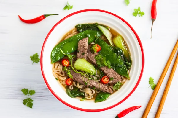 Spicy Asian beef soup — Stock Photo, Image