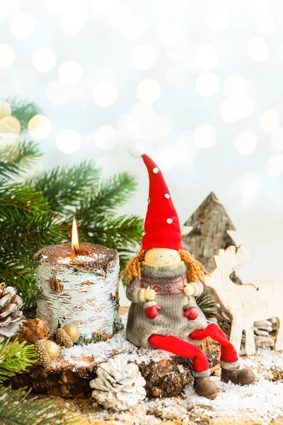 Kerstdecoratie met speelgoed Santa — Stockfoto
