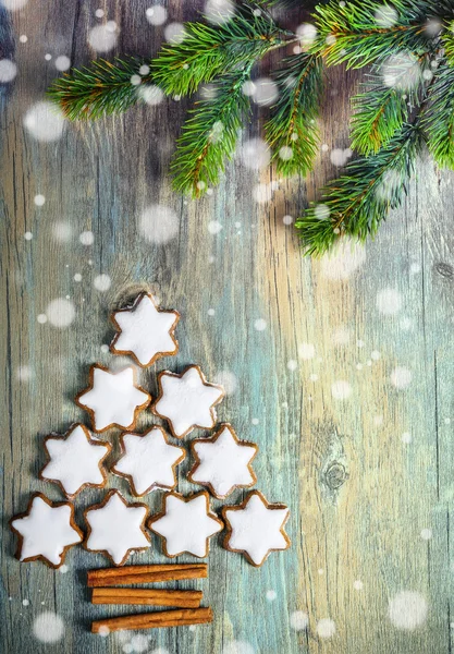 Fond de Noël avec biscuits au pain d'épice — Photo