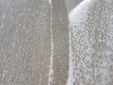 Sahilde ya da sahilde ıslak kum üzerinde su