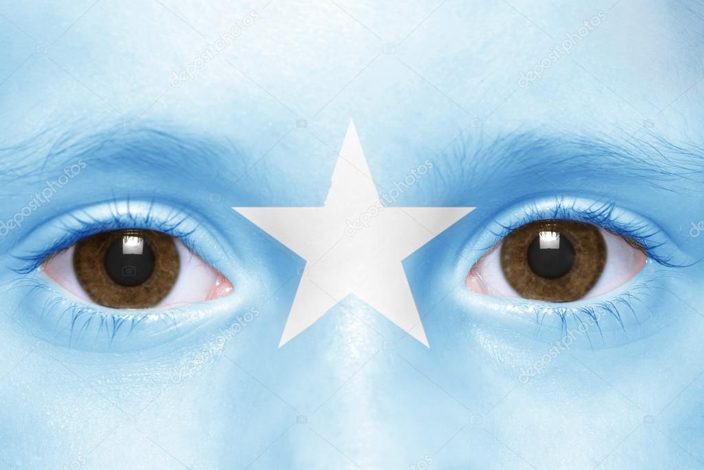 human's face with somali flag 