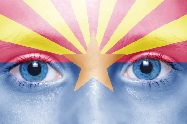 Rostro humano con bandera del estado de Arizona — Foto de Stock