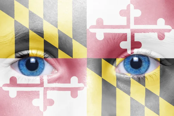 Rosto humano com bandeira do estado de Maryland — Fotografia de Stock