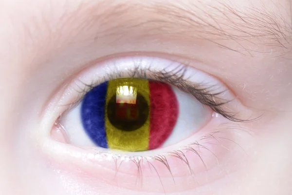 Human's eye with national flag of andorra — Stock Photo, Image