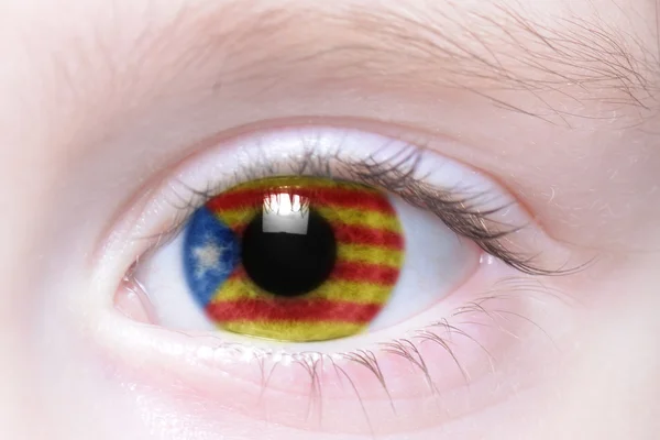 Menselijk oog met nationale vlag van Catalonië — Stockfoto
