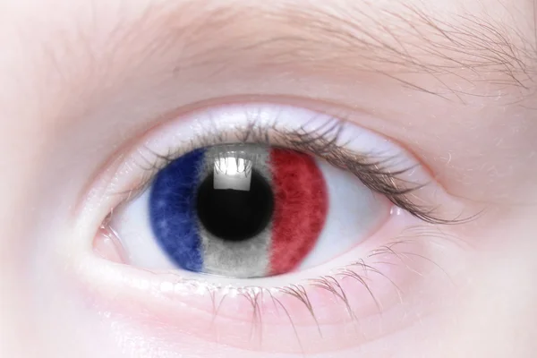 Ojo humano con bandera nacional de Francia —  Fotos de Stock