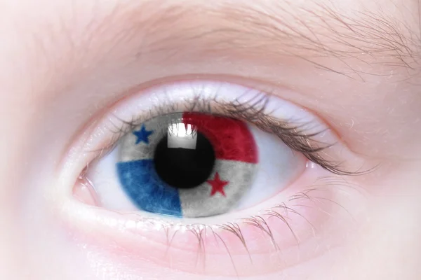 Очі людини з Національний Прапор Панами — стокове фото