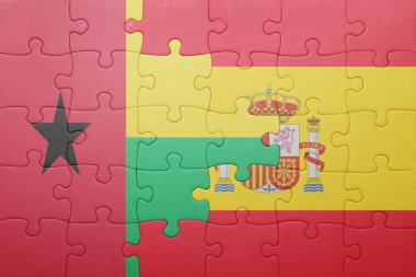 Bulmaca ile İspanya ve Gine bayrağı Ulusal bissau