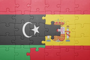 İspanya ve libya ulusal bayrak ile bulmaca