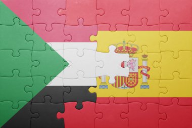 İspanya ve sudan ulusal bayrak ile bulmaca