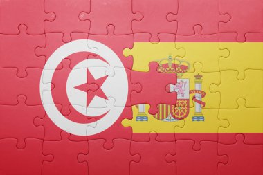 İspanya ve Tunus ulusal bayrak ile bulmaca