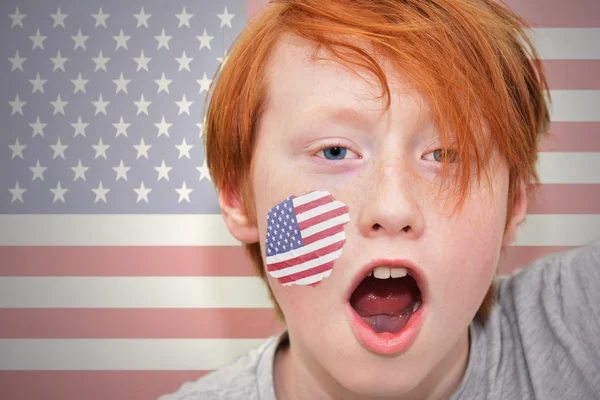 Redhead fan boy with american flag painted on his face — Stock Photo, Image