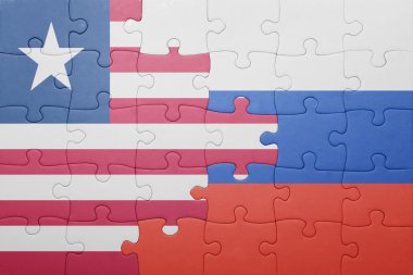 Rusya ve Liberya ulusal bayrak ile bulmaca