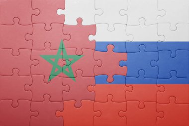 Rusya ve Fas ulusal bayrak ile bulmaca