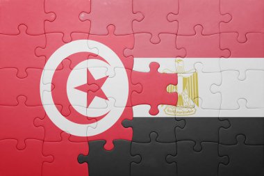 Tunus ve Mısır ulusal bayrak ile bulmaca.