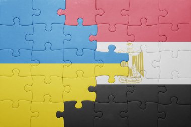 Ukrayna ve Mısır ulusal bayrak ile bulmaca