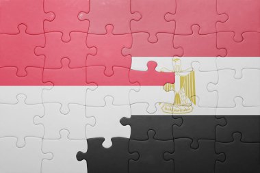 Endonezya ve Mısır ulusal bayrak ile bulmaca.