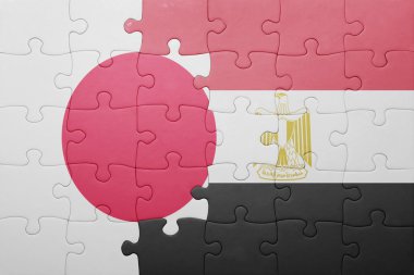 Japonya ve Mısır ulusal bayrak ile bulmaca.