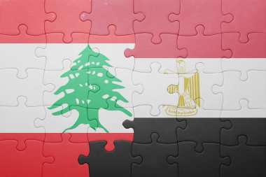 Lübnan ve Mısır ulusal bayrak ile bulmaca.