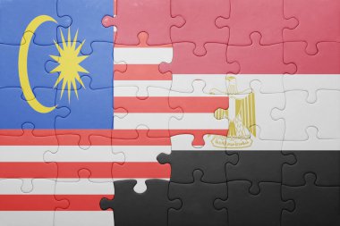 Malezya ve Mısır ulusal bayrak ile bulmaca.