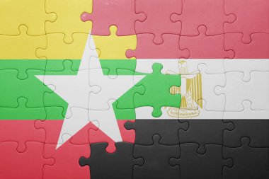 myanmar ve Mısır ulusal bayrak ile bulmaca.