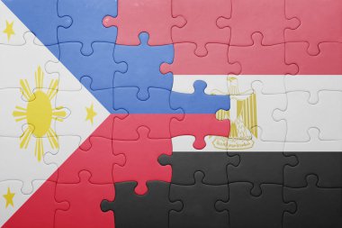 Türkiye ve Mısır ulusal bayrak ile bulmaca.