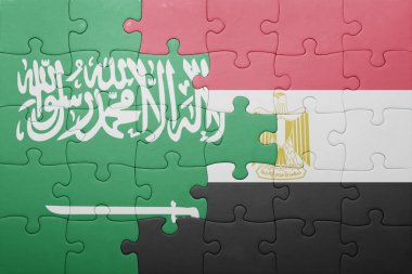 Suudi Arabistan ve Mısır ulusal bayrak ile bulmaca.
