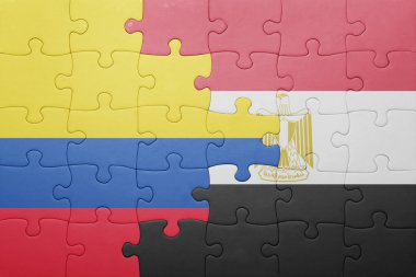 Kolombiya ve Mısır ulusal bayrak ile bulmaca.