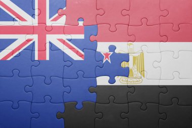 Yeni Zelanda ve Mısır ulusal bayrak ile bulmaca.