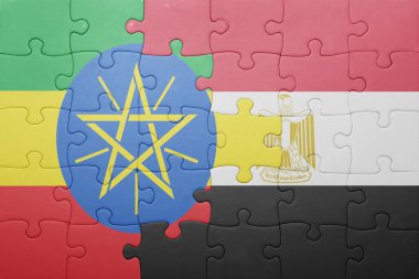 Etiyopya ve Mısır ulusal bayrak ile bulmaca.