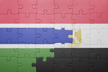 Gambiya ve Mısır ulusal bayrak ile bulmaca.