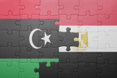 libya ve Mısır ulusal bayrak ile bulmaca.