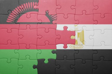 Malavi ve Mısır ulusal bayrak ile bulmaca.