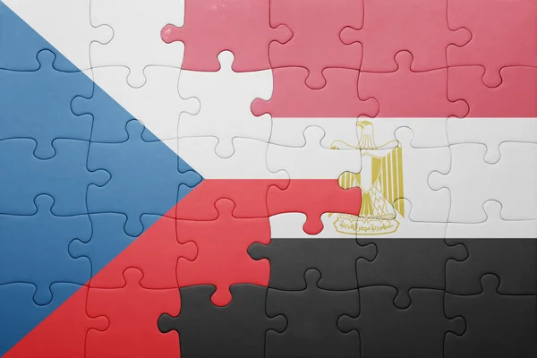 Puzzle s národní vlajkou České republiky a egypt — Stock fotografie