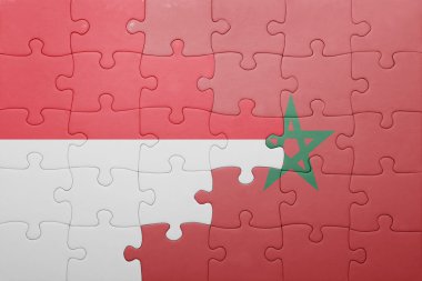 Fas ve Endonezya ulusal bayrak ile bulmaca.